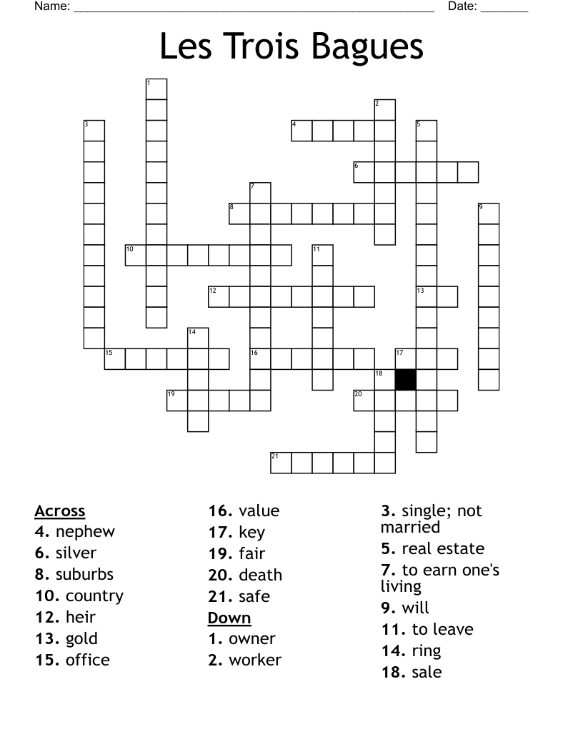Les Trois Bagues Crossword
