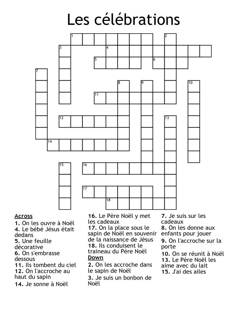 Les célébrations Crossword