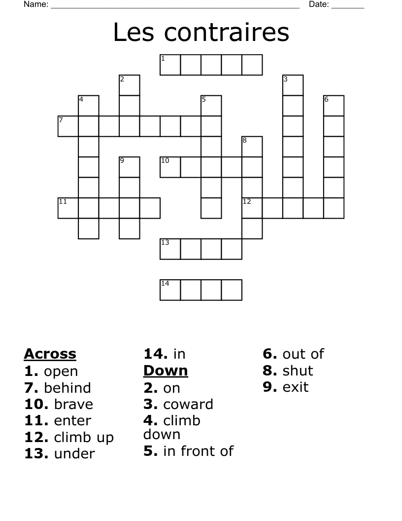 Les contraires Crossword