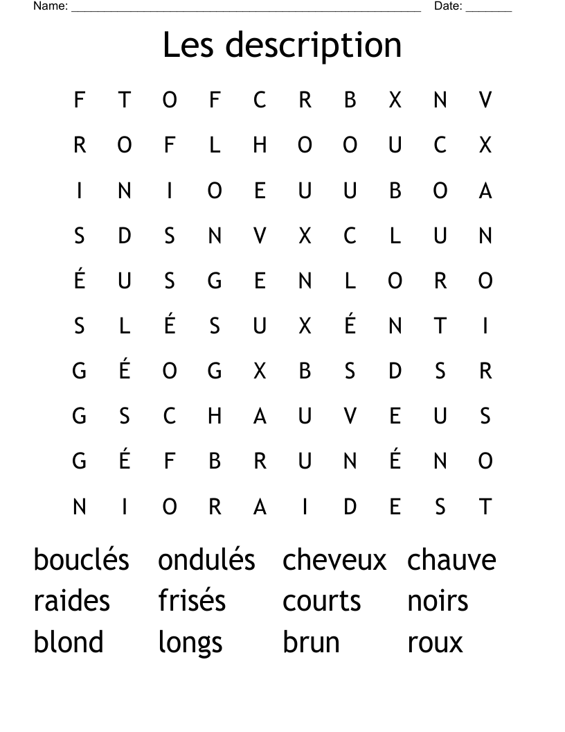 Les description Word Search