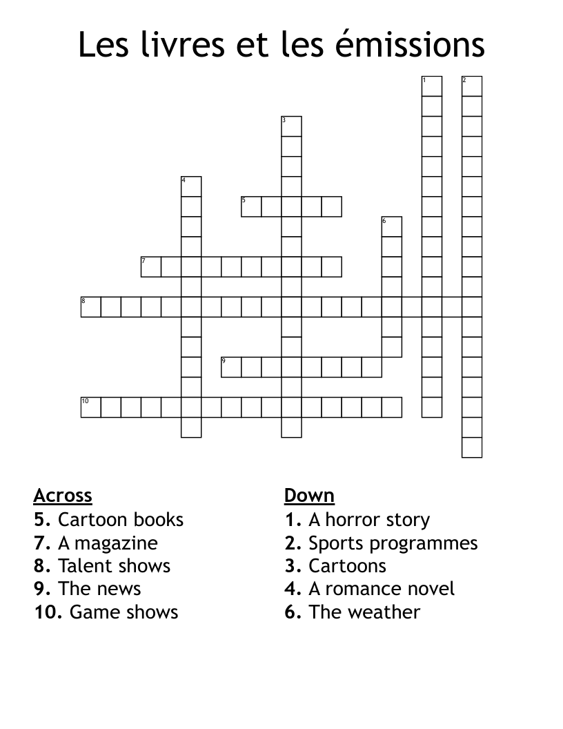 Les livres et les émissions Crossword