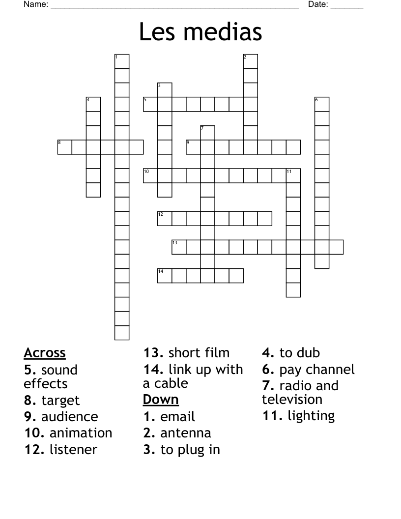 Les medias Crossword