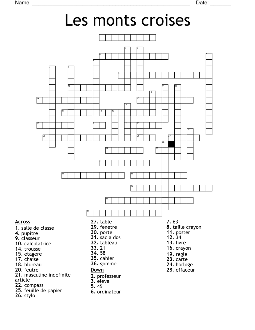 Les monts croises Crossword