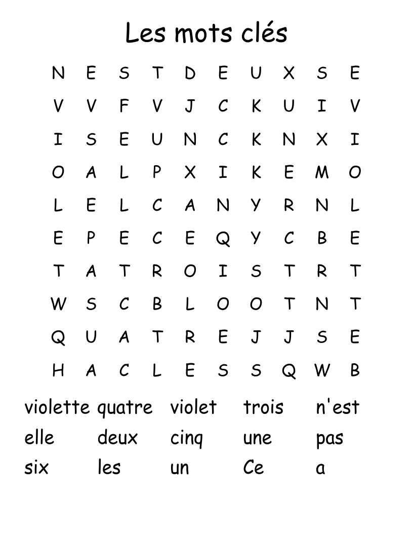 Les mots clés Word Search