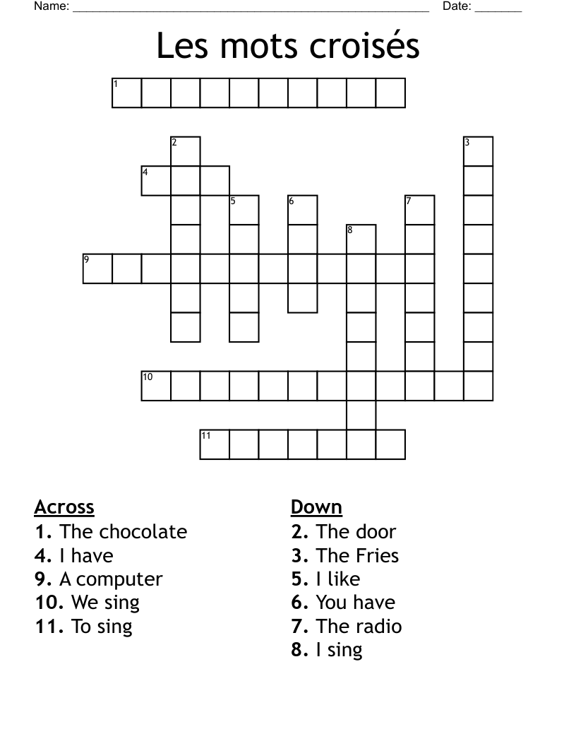 Les mots croisés Crossword