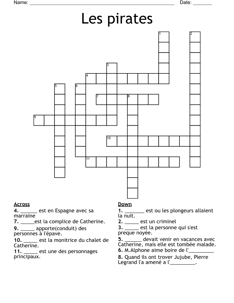 Les pirates Crossword