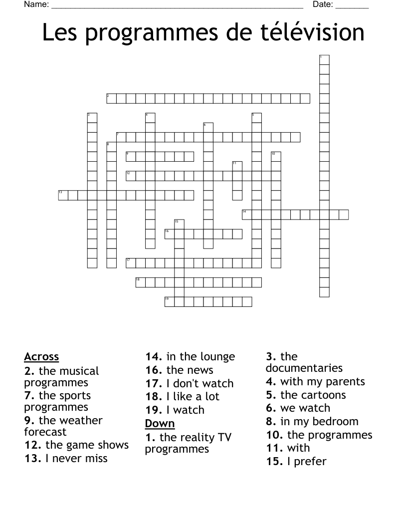 Les programmes de télévision Crossword