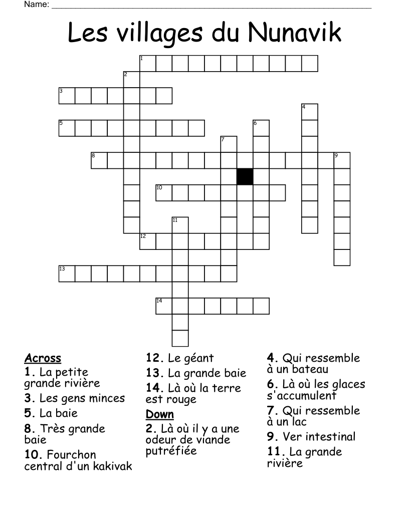 Les villages du Nunavik Crossword