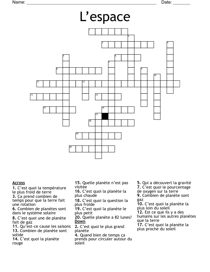 L’espace Crossword