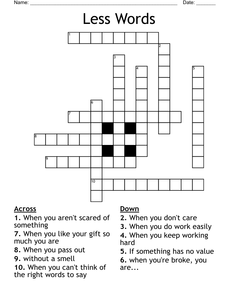 Less Words Crossword