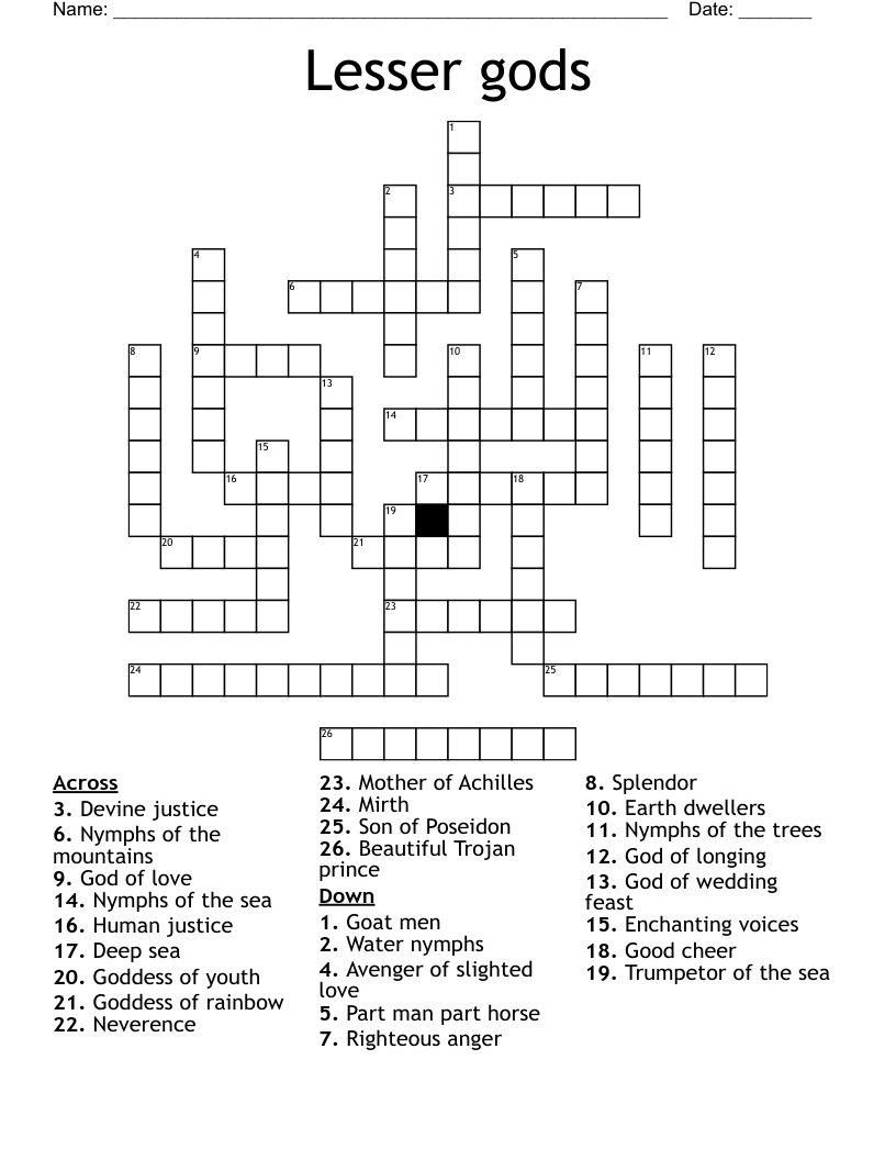 Lesser gods  Crossword