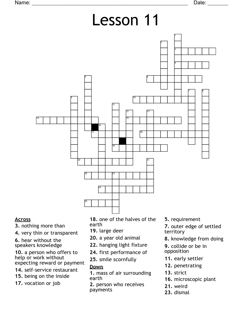 Lesson 11 Crossword