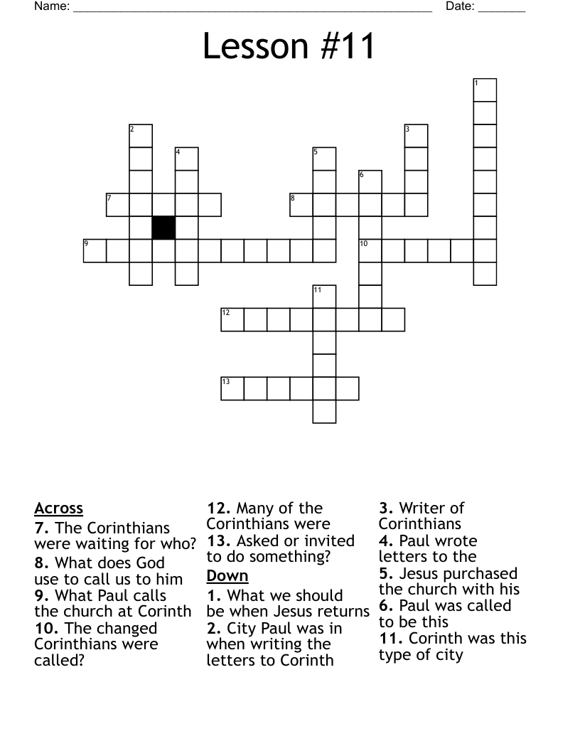 Lesson #11 Crossword