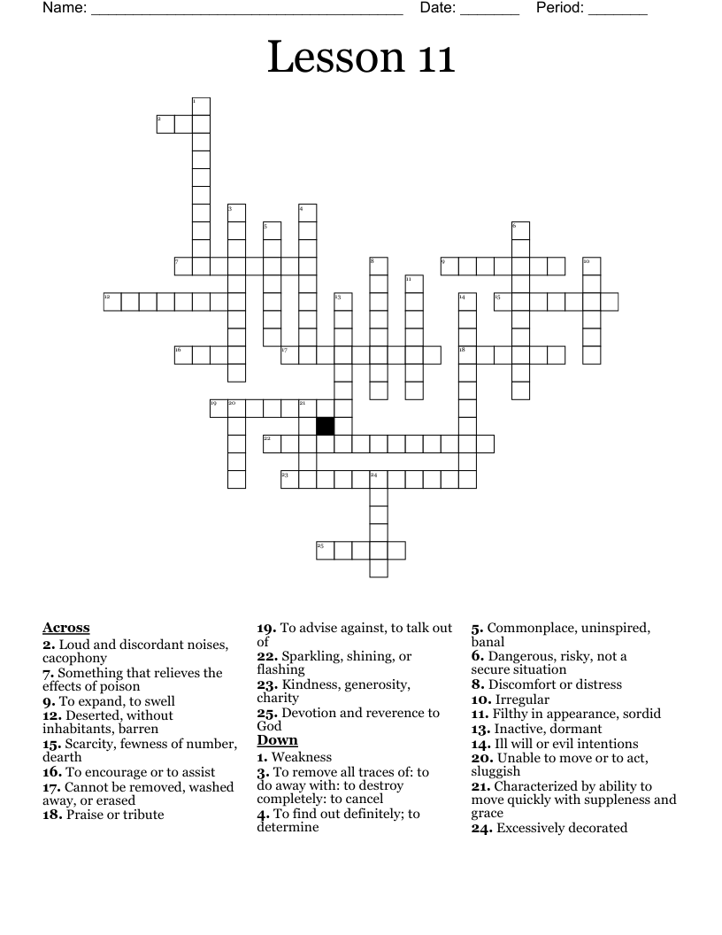 Lesson 11  Crossword