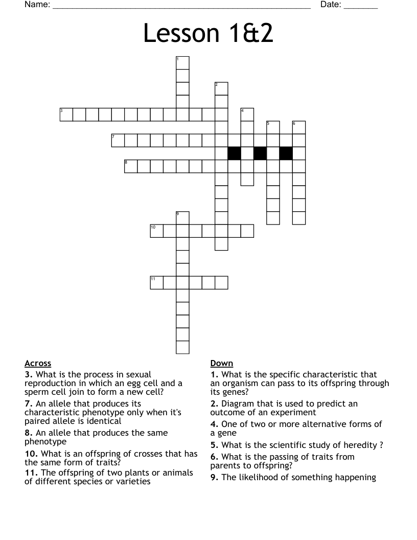 Lesson 1&2 Crossword