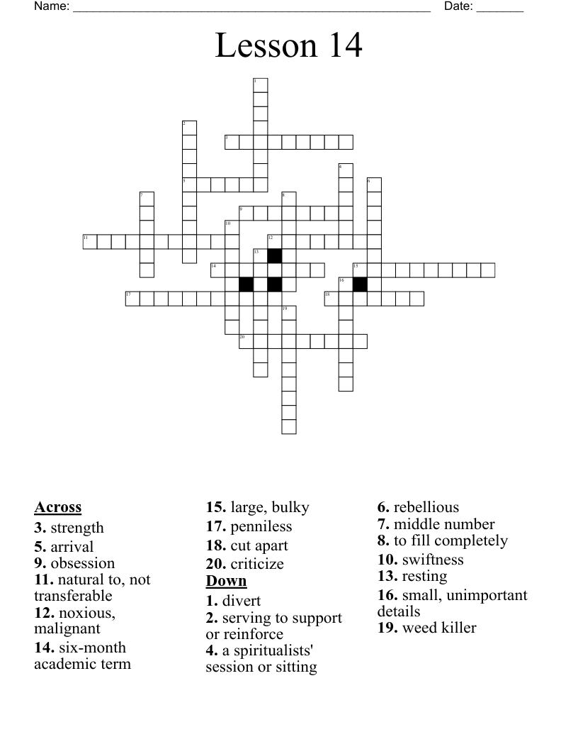 Lesson 14 Crossword