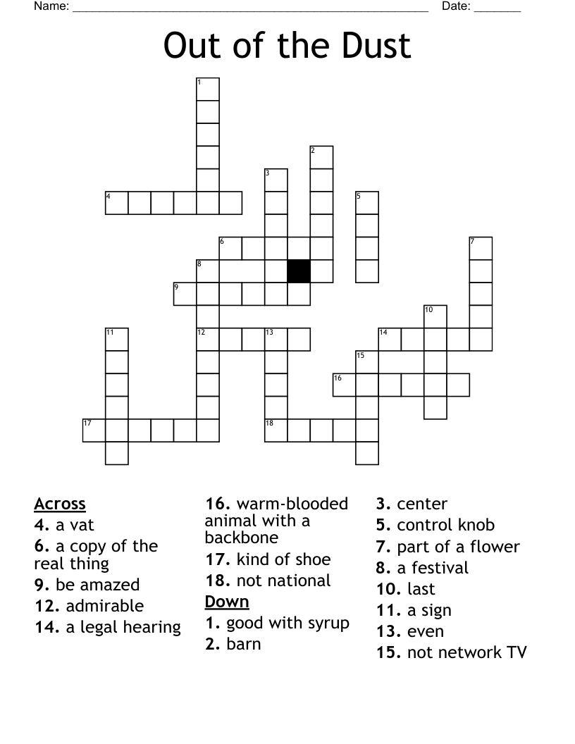 Out of the Dust Crossword