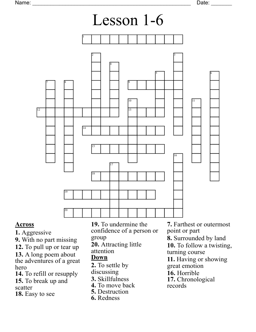 Lesson 1-6 Crossword