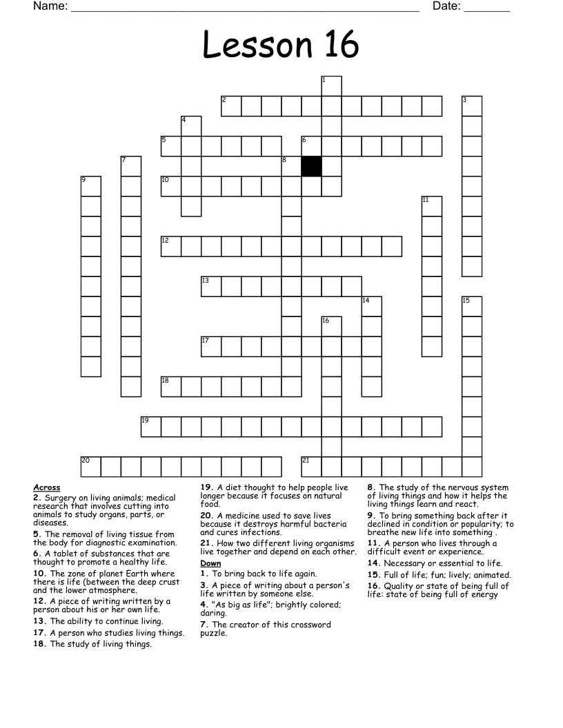 Lesson 16 Crossword