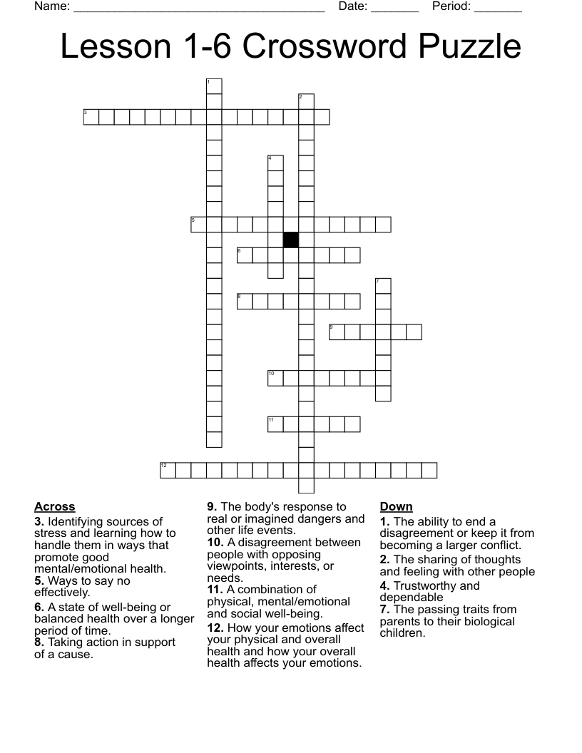 Lesson 1-6 Crossword Puzzle