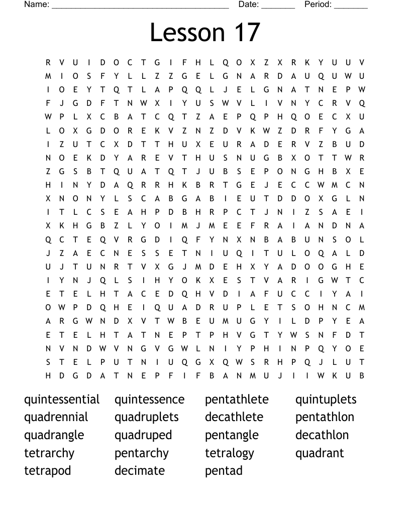 Lesson 17 Word Search