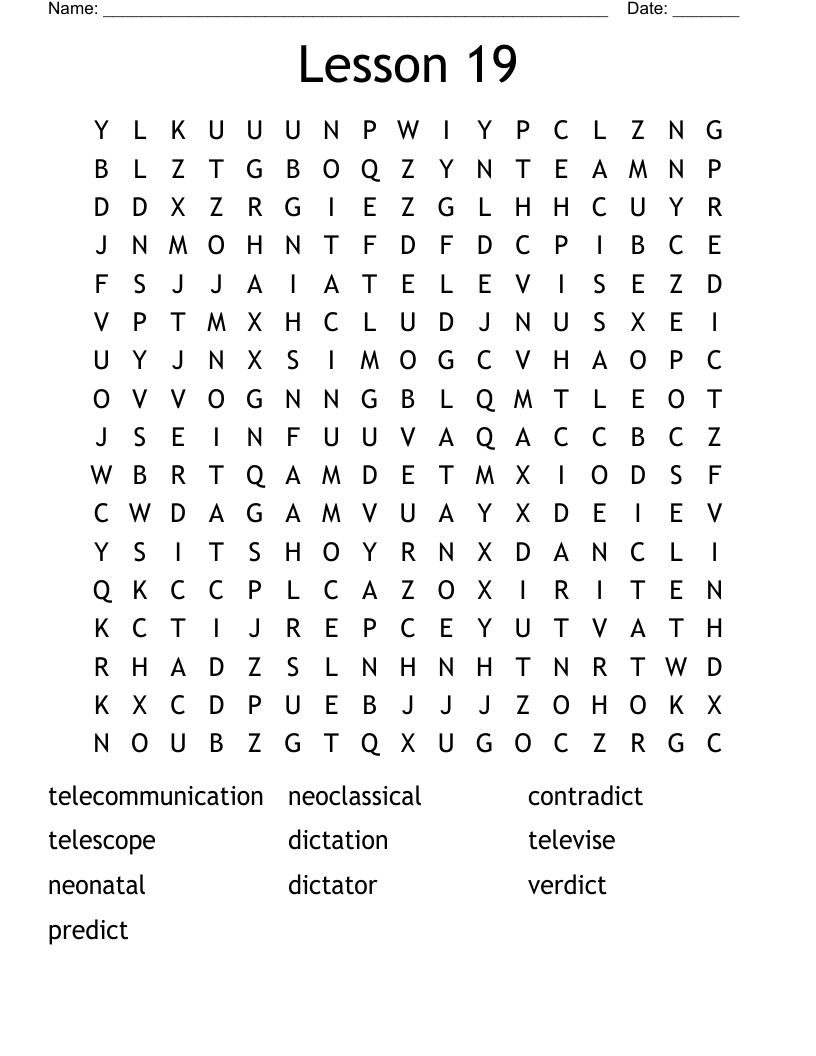 Lesson 19 Word Search
