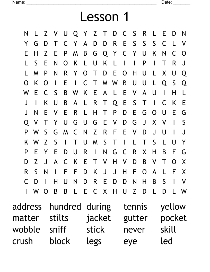 Lesson 1 Word Search