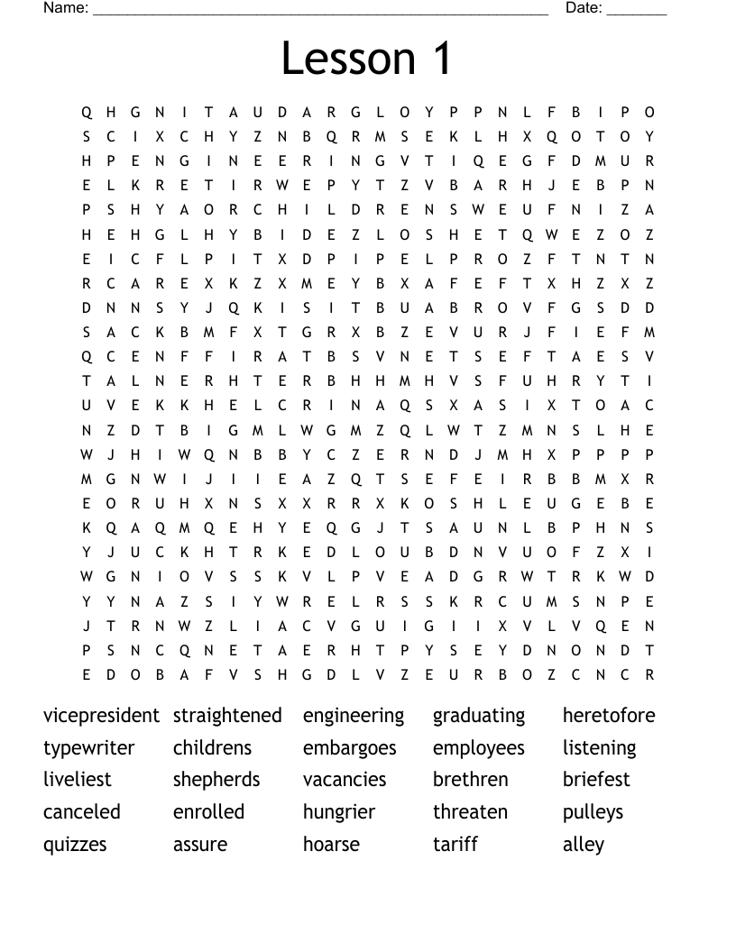 Lesson 1 Word Search