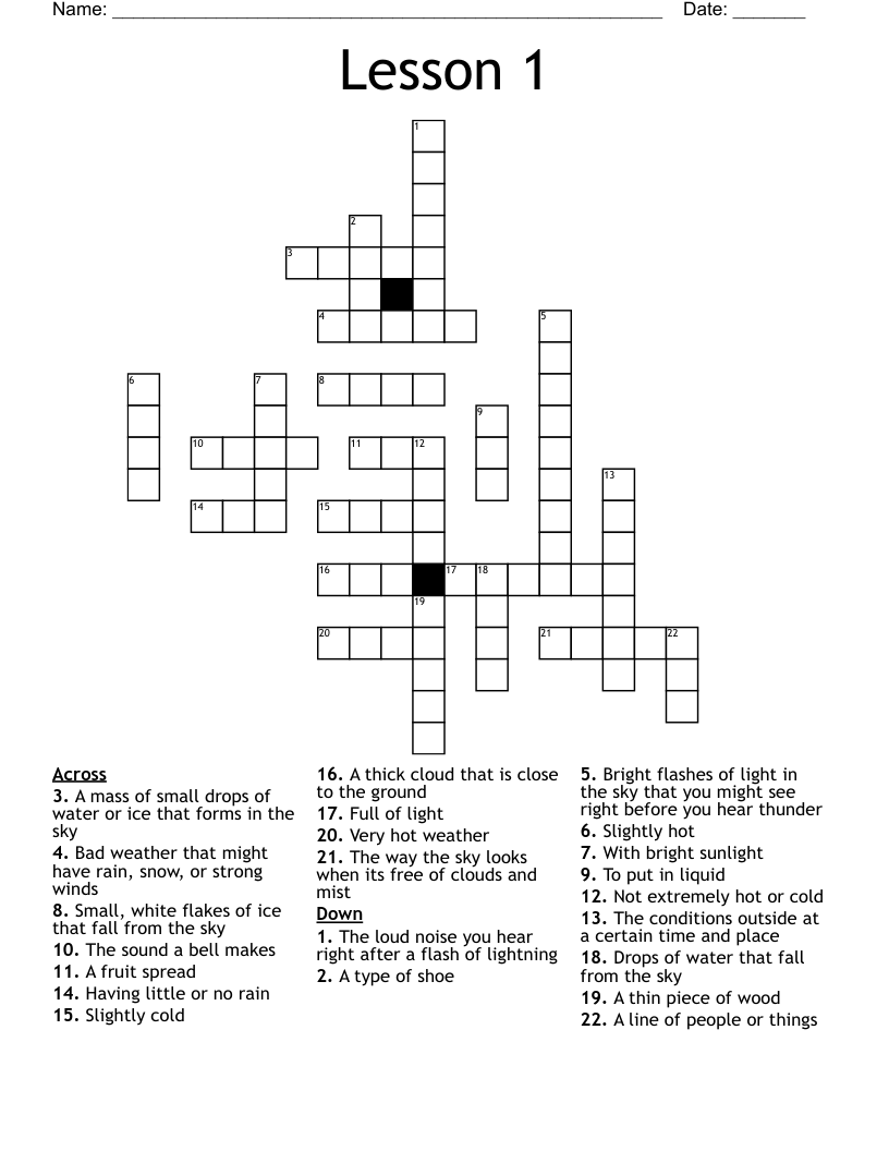 Lesson 1 Crossword