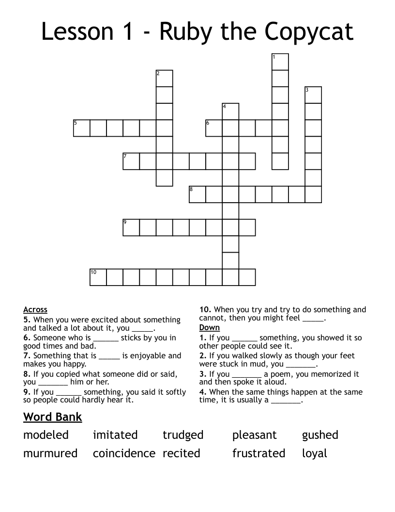 Lesson 1 - Ruby the Copycat Crossword