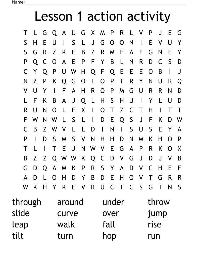 Lesson 1 action activity Word Search