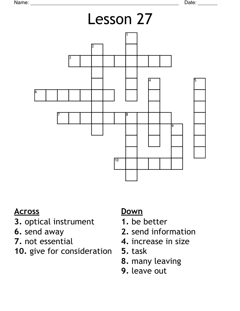 Lesson 27 Crossword