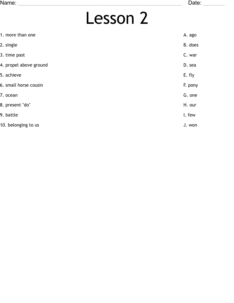 Lesson 2 Worksheet
