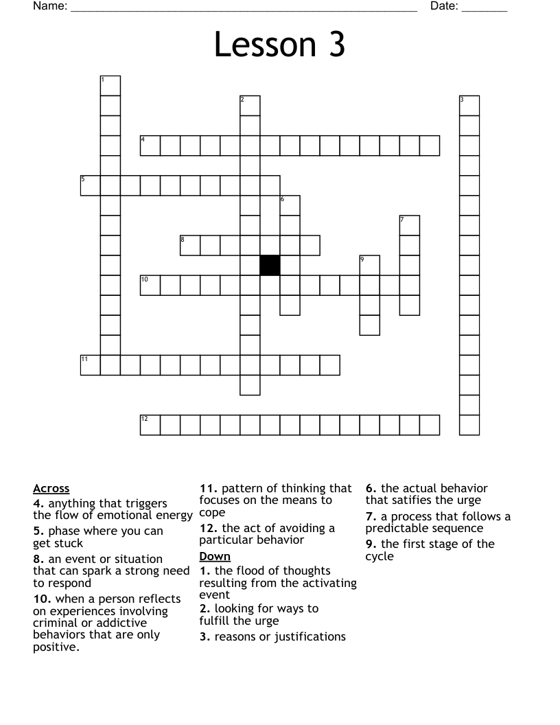 Lesson 3 Crossword