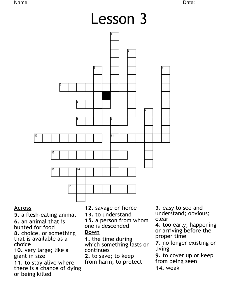 Lesson 3 Crossword