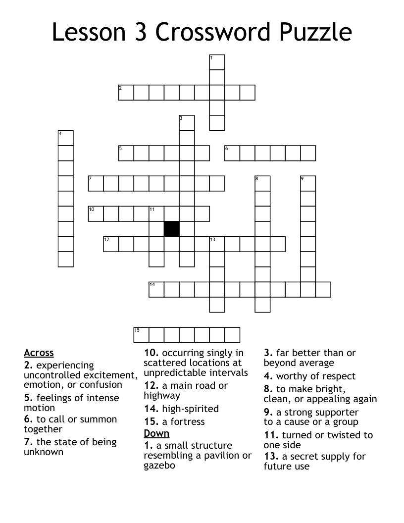 Lesson 3 Crossword Puzzle