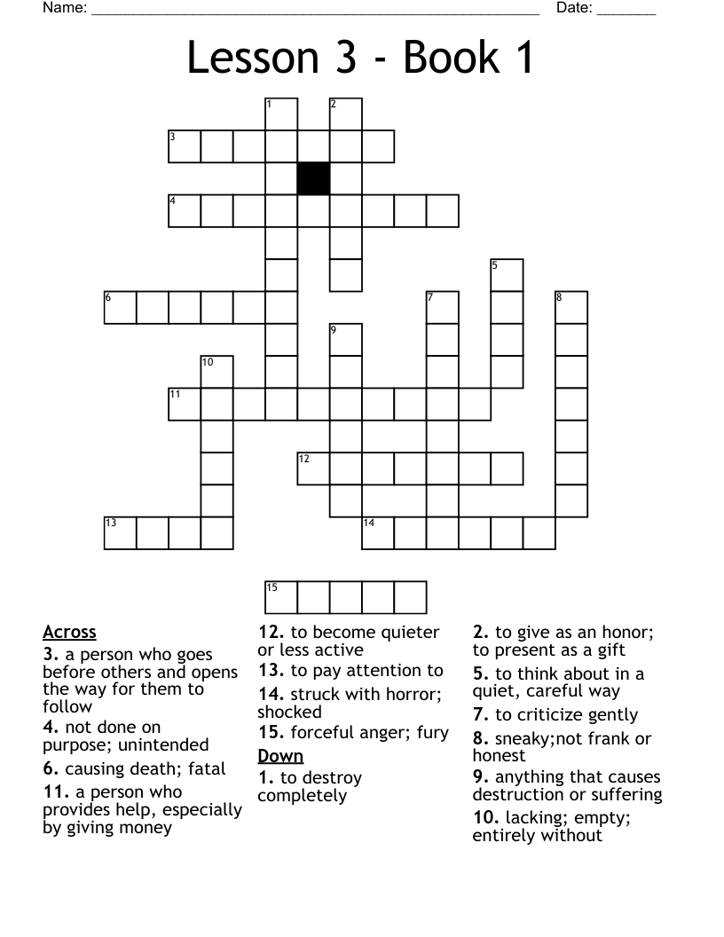 Lesson 3 - Book 1 Crossword
