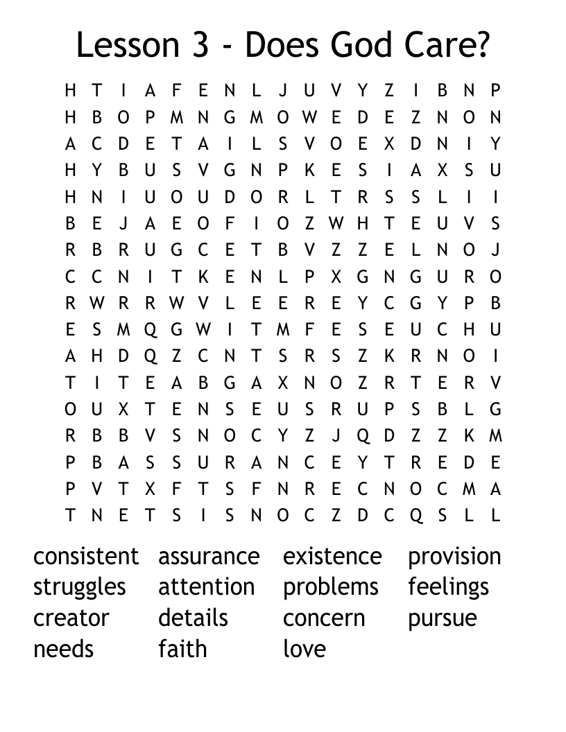 Lesson 3 - Does God Care? Word Search