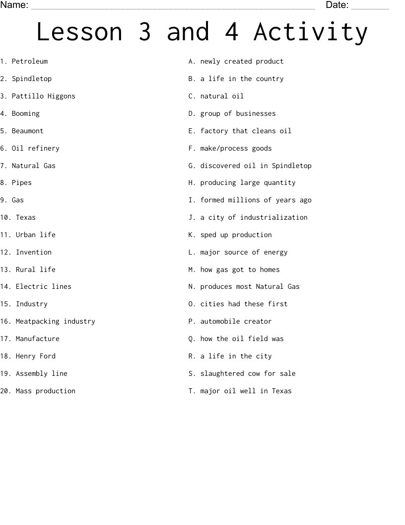 Lesson 3 and 4 Activity  Worksheet