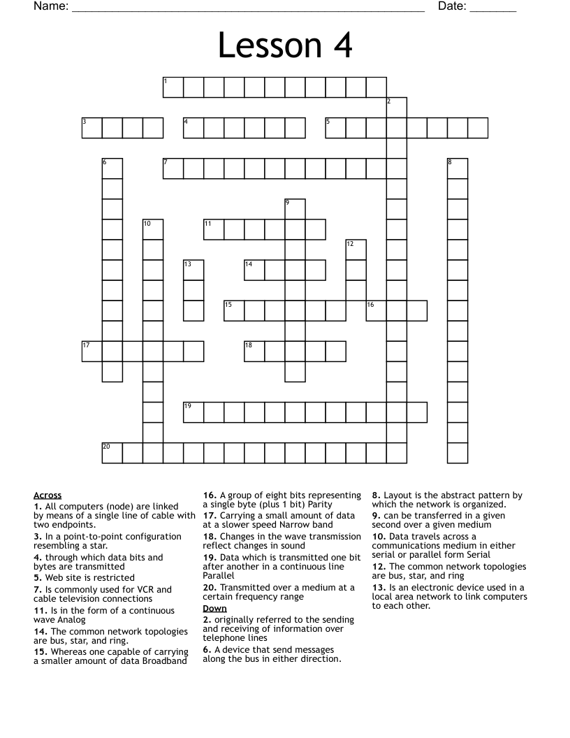 Lesson 4 Crossword