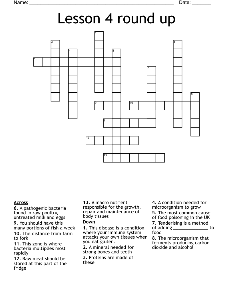 Lesson 4 round up Crossword