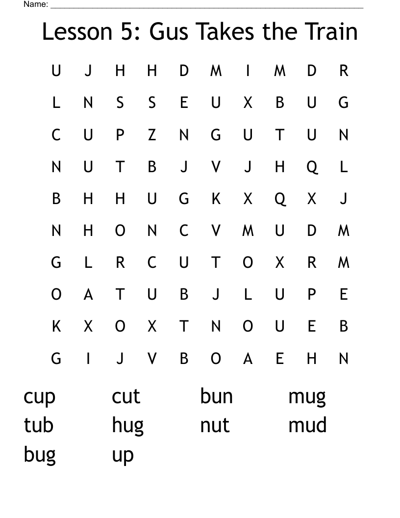 Lesson 5: Gus Takes the Train Word Search