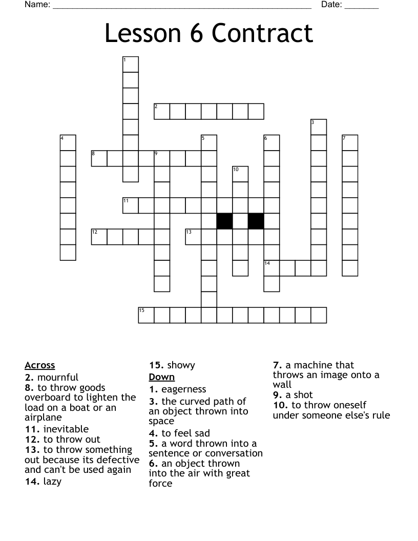 Lesson 6 Contract Crossword