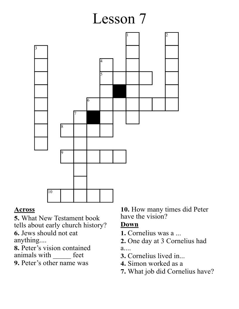 Lesson 7 Crossword