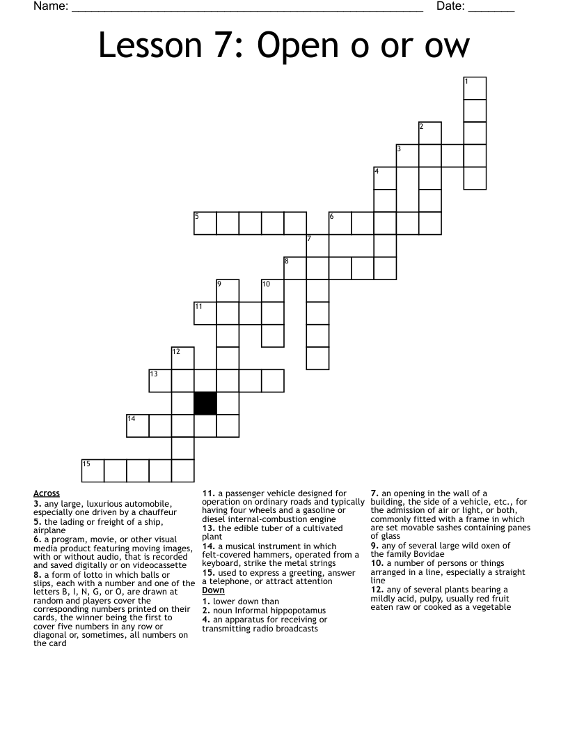 Lesson 7: Open o or ow