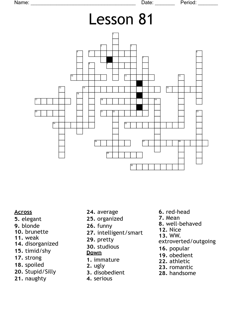Lesson 81 Crossword