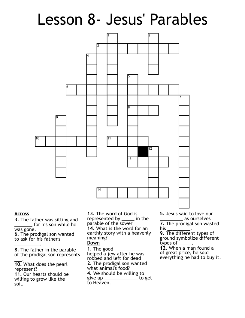Lesson 8- Jesus' Parables Crossword
