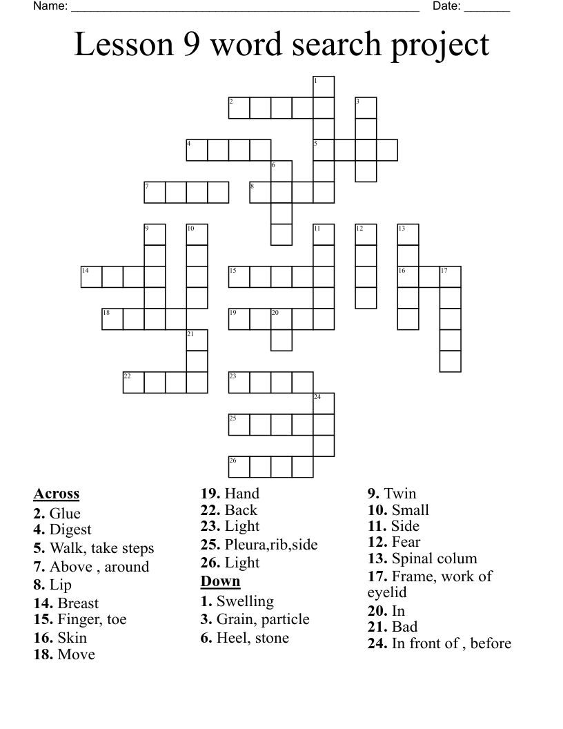 Lesson 9 word search project  Crossword