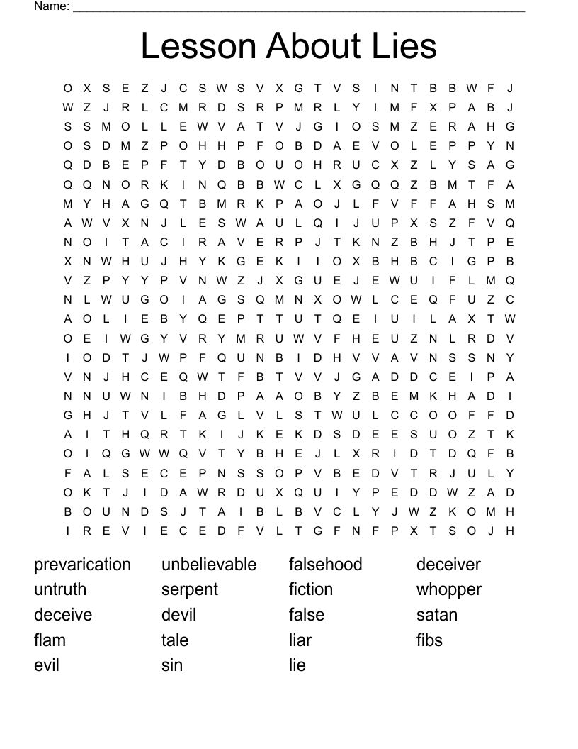 Lesson About Lies Word Search