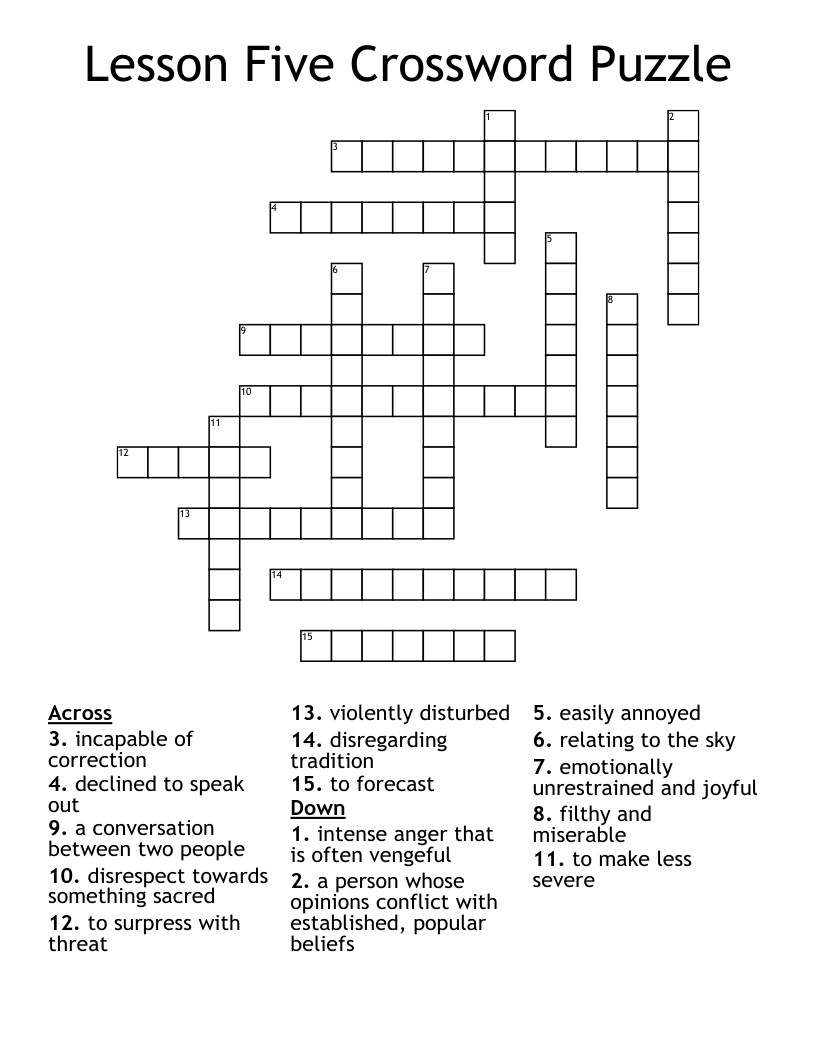 Lesson Five Crossword Puzzle